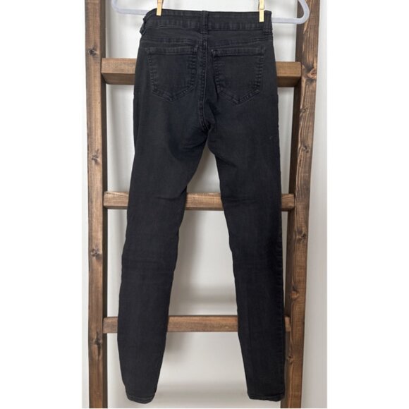 WAX Jeans Black Ripped Skinny Jeans Distressed Size 24 - Picture 2 of 4